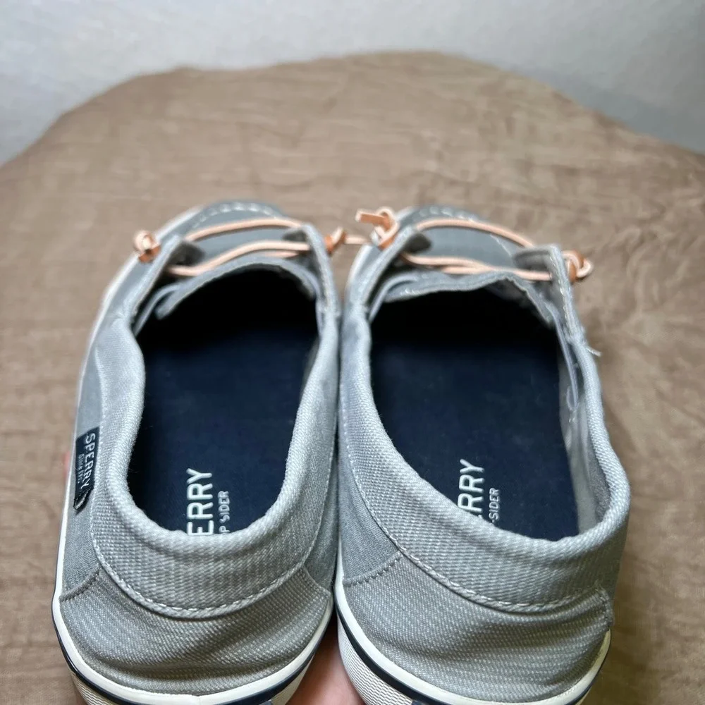 Sperry Top-Sider Coastal Fisherman Preppy Gray Canvas Boat Shoes Woman 9